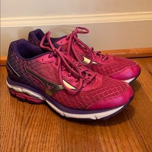 Pink Mizuno Wave Rider 19 Running Sneakers